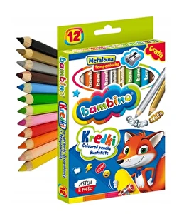 Kredki BAMBINO 12 kol JUMBO + temperówka
