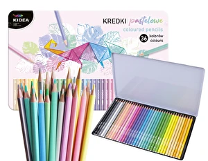 Kredki pastelowe w metalowym opakowaniu 36 kolorów KIDEA