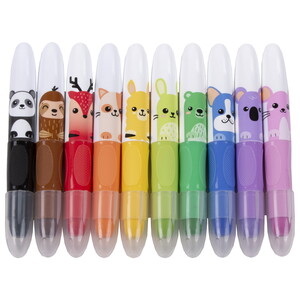 Kredki żelowe wysuwane zwierzaki 10 kolorów Kidea