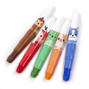 Kredki żelowe wysuwane zwierzaki 10 kolorów Kidea