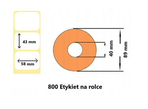 Etykiety termiczne ZEBRA 58x43mm 800 szt do wag