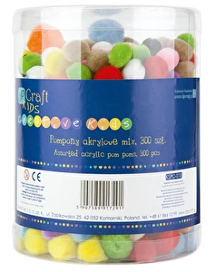 Pompony akrylowe mix 300 szt. KSPO-018