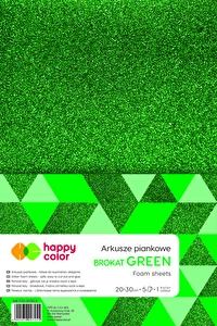 Arkusze piankowe zielone brokatowe A4 / 5 sztuk