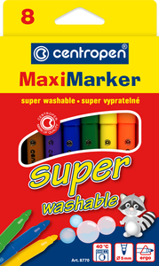 Flamastry Maxi Marker Centropen zmywalne 8 kolorów