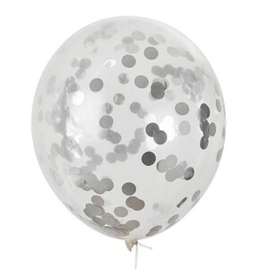 Balony z confetti 5 sztuk Srebrne 30 cm