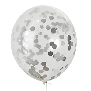 Balony z confetti 5 sztuk Srebrne 30 cm