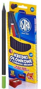 Kredki Astra ołówkowe trójkątne 12kol z czarnego drewna