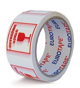 Taśma z nadrukiem Ostrożnie szkło 48x100y