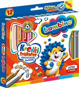 Kredki Bambino 12 kol Jumbo trójkątne + temperówka