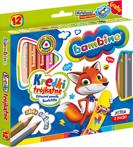 Kredki Bambino 12 kol Jumbo trójkątne + temperówka