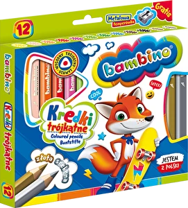 Kredki Bambino 12 kol Jumbo trójkątne + temperówka
