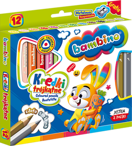 Kredki Bambino 12 kol Jumbo trójkątne + temperówka