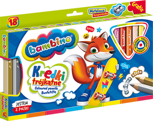 Kredki Bambino Jumbo 18 kol trójkątne + temperówka