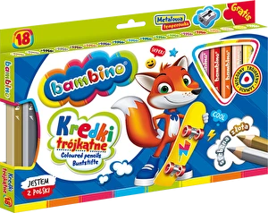 Kredki Bambino Jumbo 18 kol trójkątne + temperówka