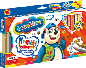 Kredki Bambino Jumbo 18 kol trójkątne + temperówka