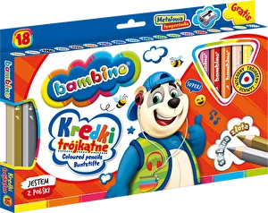 Kredki Bambino Jumbo 18 kol trójkątne + temperówka