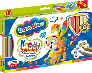 Kredki Bambino Jumbo 18 kol trójkątne + temperówka