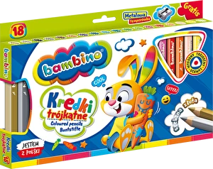 Kredki Bambino Jumbo 18 kol trójkątne + temperówka