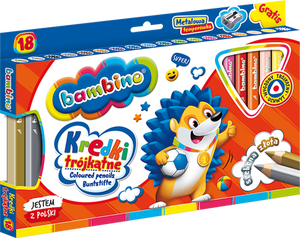 Kredki Bambino Jumbo 18 kol trójkątne + temperówka