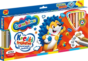 Kredki Bambino trójkątne 24kol w oprawie drewnianej + temperówka