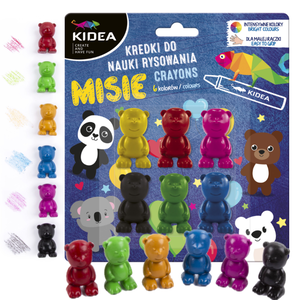 Kredki Misie do nauki rysowania 6 kolorów Kidea