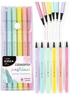 Cienkopisy PASTELOWE 6 kolorów KIDEA