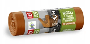 Worki z uszami do segregacji BIO 35L 20szt brązowe