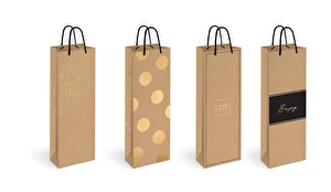 Torebka prezentowa na butelkę Kraft 13x36cm 1szt.