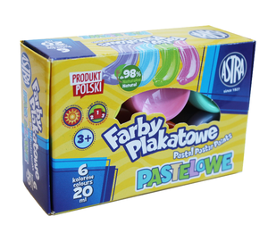 Farby plakatowe pastelowe 6 kolorów 20 ml ASTRA
