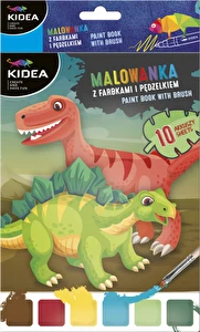 Malowanka z farbkami i pędzelkiem Dinozaury Kidea