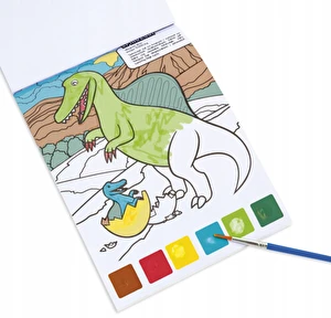 Malowanka z farbkami i pędzelkiem Dinozaury Kidea