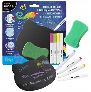 Zestaw markery kredowe z tablicą magnetyczną Kidea