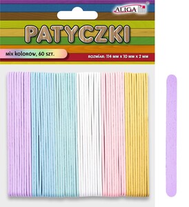 Patyczki drewniane Pastelowe 6 kol 60 szt.