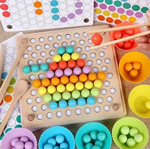 Drewniana układanka mozaika koraliki kulki Puzzle