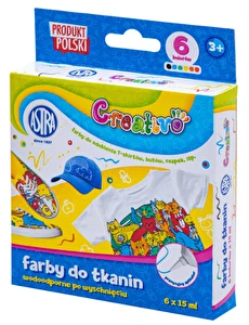 Farby do tkanin ubrań 6 kol 15ml Creativo Astra