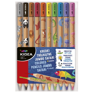 Kredki trójkątne JUMBO 10 kol. Safari Kidea