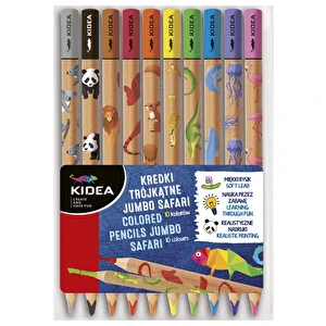 Kredki trójkątne JUMBO 10 kol. Safari Kidea