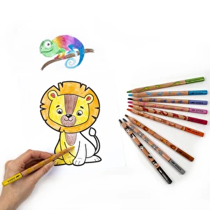 Kredki trójkątne JUMBO 10 kol. Safari Kidea