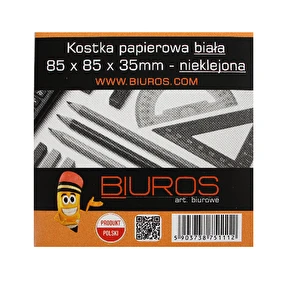 Karteczki białe nieklejone 85x85x35 BIUROS