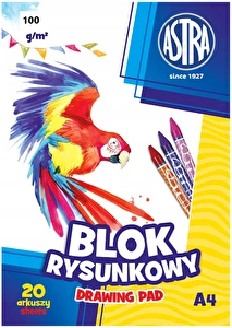 Blok rysunkowy A4 biały Astra 20k