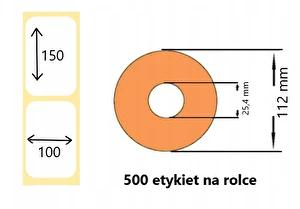 Etykiety termiczne 100x150mm 500 etyk. PERFORACJA ż