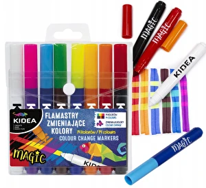 Flamastry zmieniające kolory 8 pisaków 14 kolorów Kidea