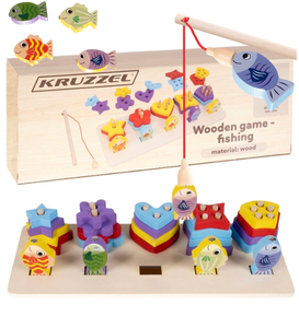 Drewniana układanka Sorter Montessori Łowienie Rybek