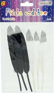 Piórka dekoracyjne 3264 ze srebrnymi końcami 6 sztuk