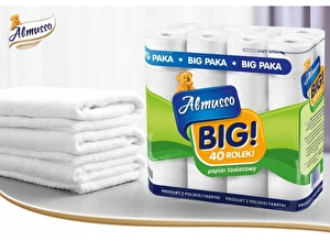 1 Papier toaletowy 3 warstwowy celuloza Almusso BIG 40 rolek biały