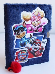 Pamiętnik pluszowy włochacz z pomponem A5 96k Psi Patrol granatowy