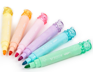 Flamastry dwustronne ze stempelkami misie 6 szt Kidea