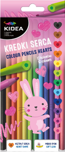 Kredki ołówkowe Serca 12 kol Kidea
