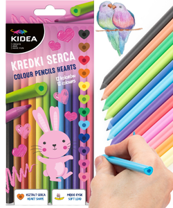 Kredki ołówkowe Serca 12 kol Kidea