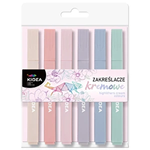 Zakreślacze kremowe geometryczne 6 szt. Kidea